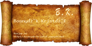 Bosnyák Kristóf névjegykártya